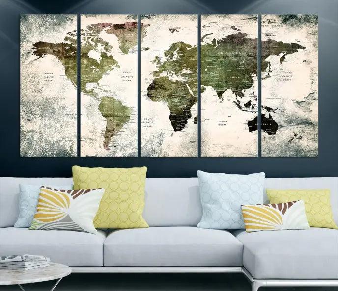 World Map PUSH Pin Canvas Print 