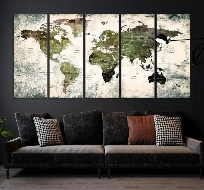 World Map PUSH Pin Canvas Print 