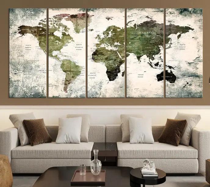 World Map PUSH Pin Canvas Print 