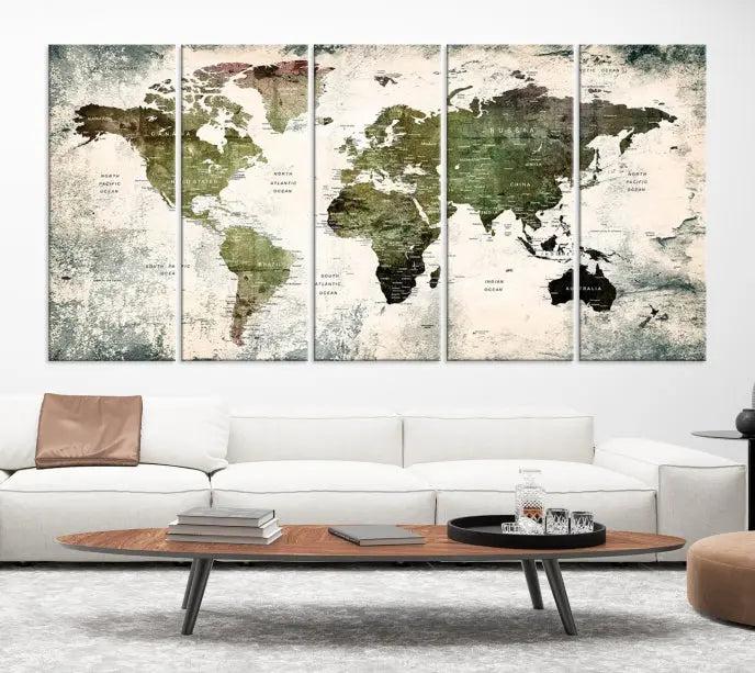 World Map PUSH Pin Canvas Print 