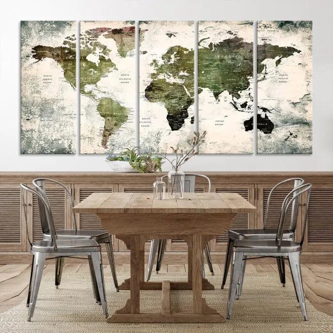 World Map PUSH Pin Canvas Print 