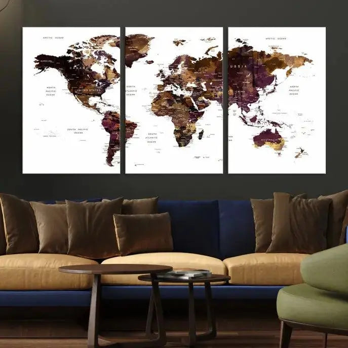 World Map Painting World Map Wall Art Canvas Print