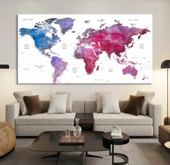 World Map Push Pin Prints 