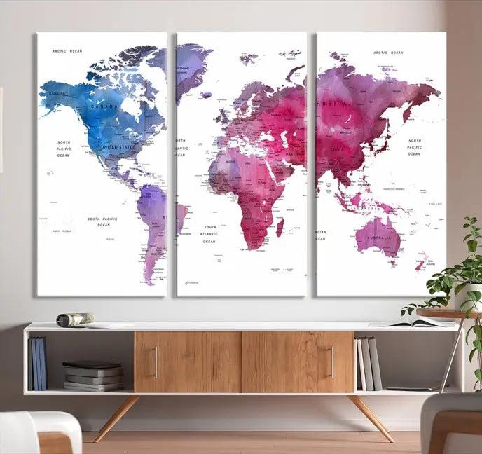 World Map Push Pin Prints 