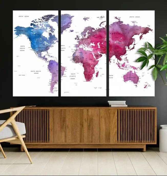 World Map Push Pin Prints 