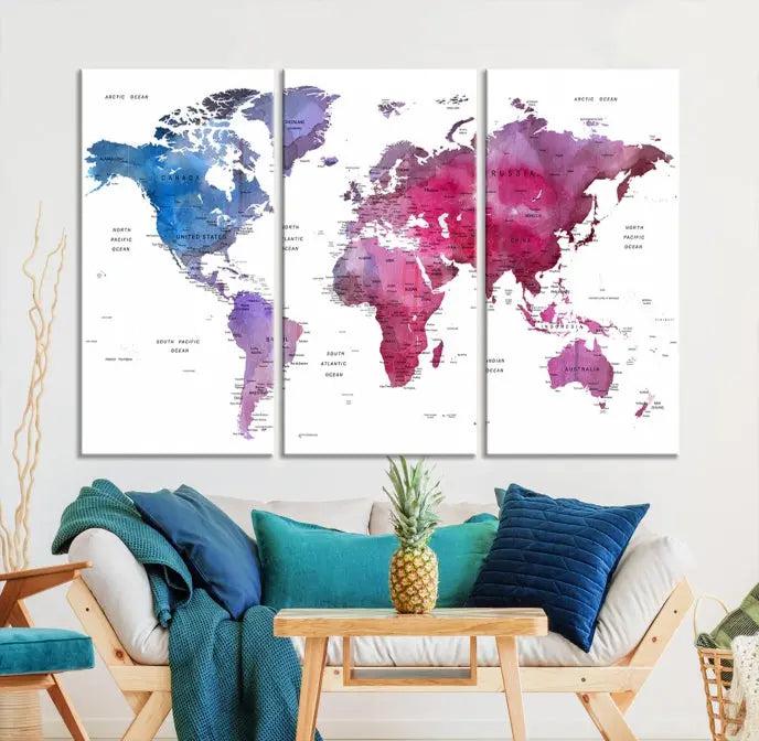 World Map Push Pin Prints 