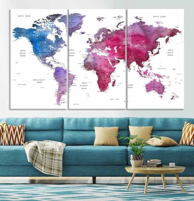 World Map Push Pin Prints 