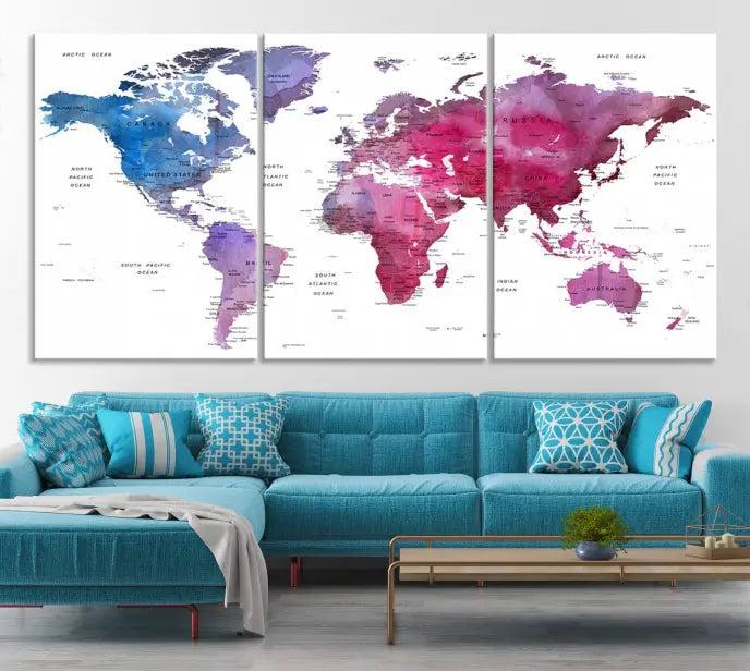 World Map Push Pin Prints 