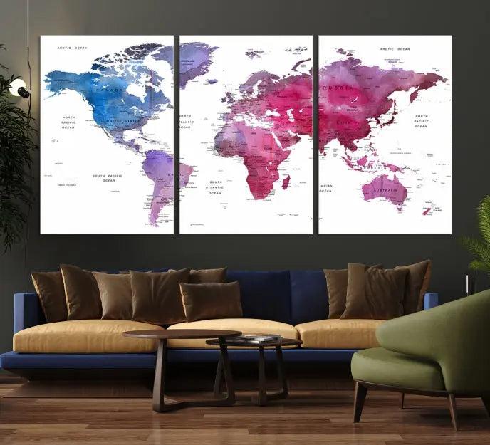 World Map Push Pin Prints 