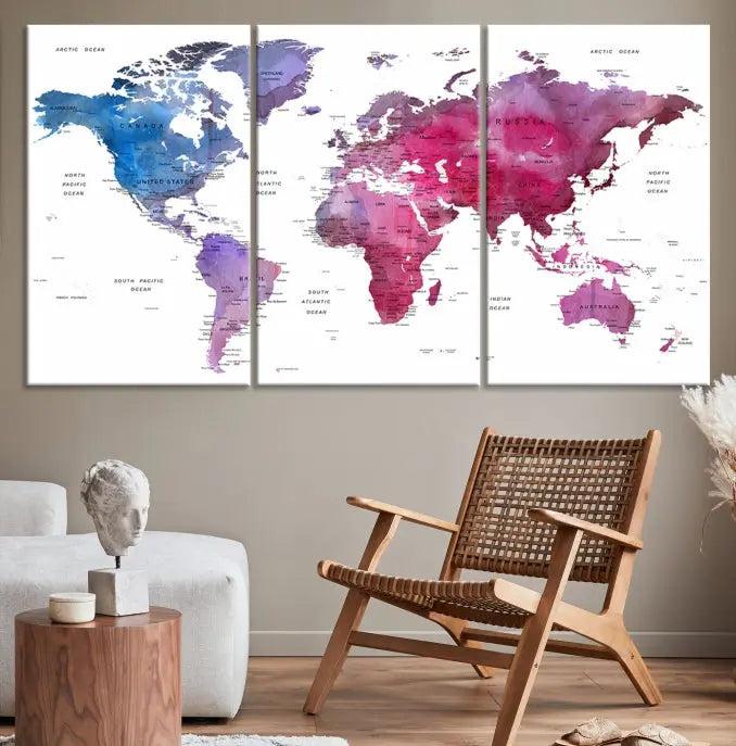 World Map Push Pin Prints 