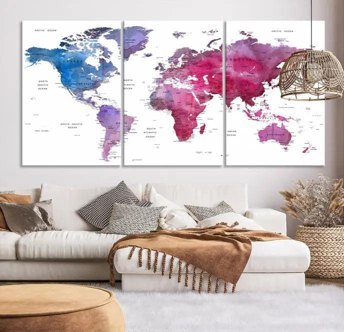 World Map Push Pin Prints 