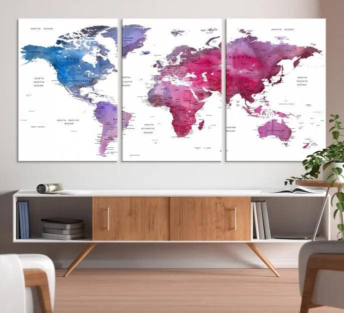 World Map Push Pin Prints 