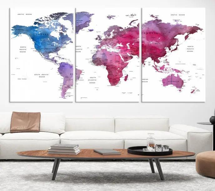 World Map Push Pin Prints 