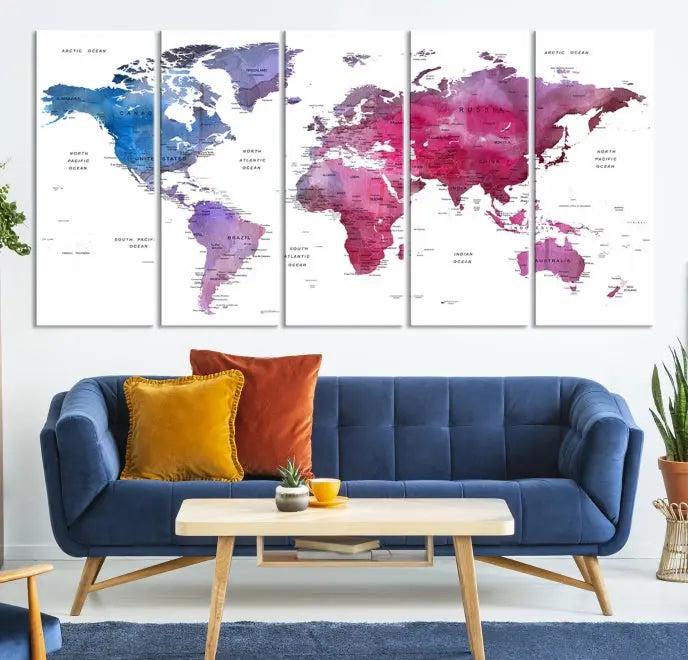 World Map Push Pin Prints 