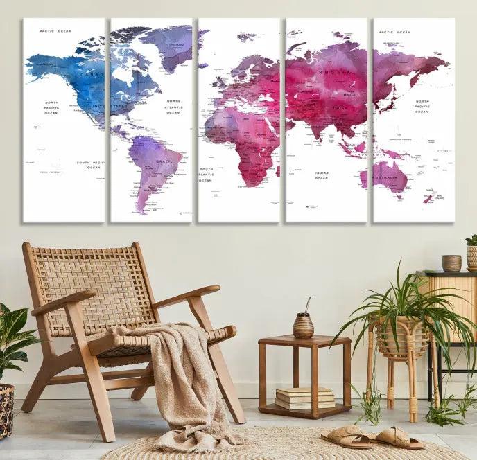 World Map Push Pin Prints 