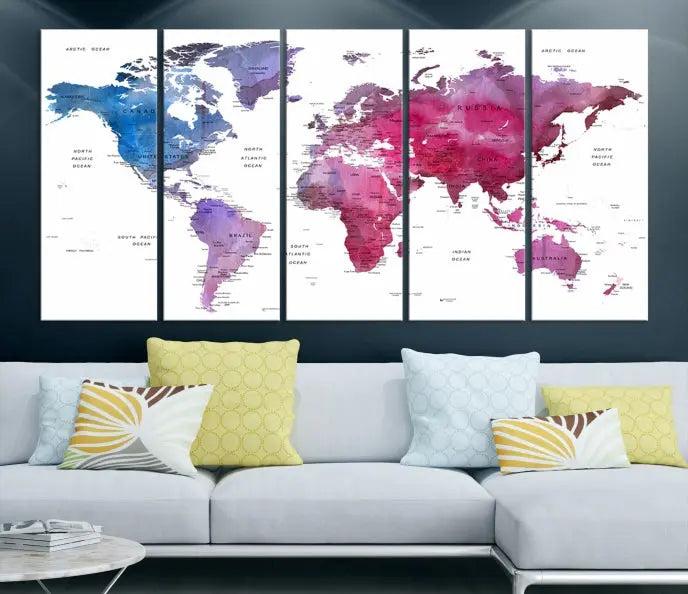 World Map Push Pin Prints 