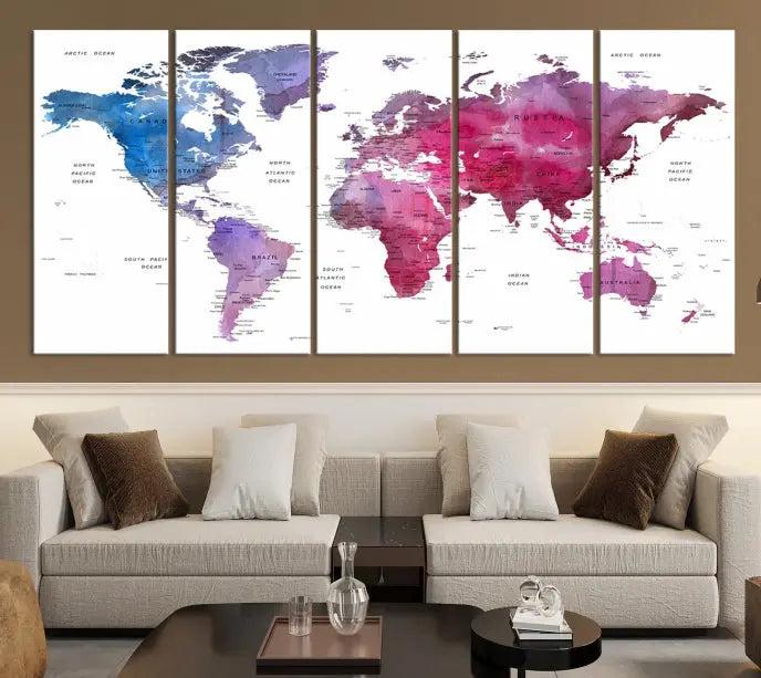 World Map Push Pin Prints 