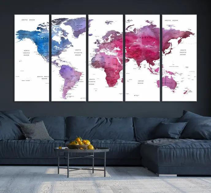 World Map Push Pin Prints 