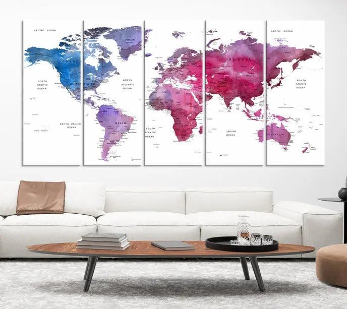 World Map Push Pin Prints 