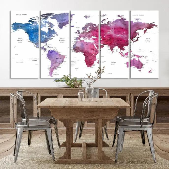 World Map Push Pin Prints 