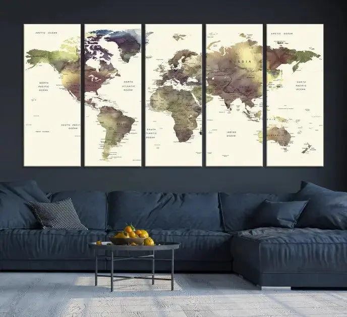 World Map Push Pin Travel Lover Wall Art Canvas Print 