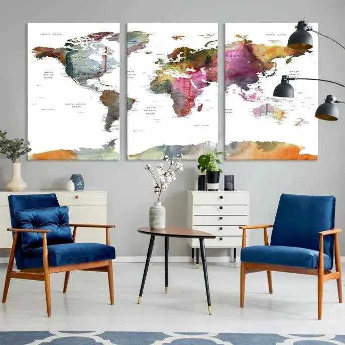 World Map Wall Art Canvas Print 