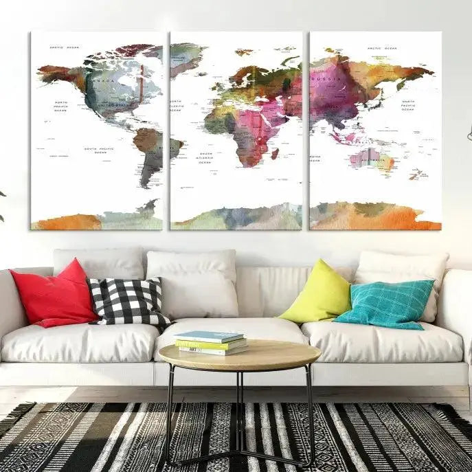 World Map Wall Art Canvas Print 