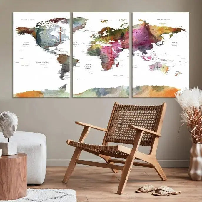 World Map Wall Art Canvas Print 