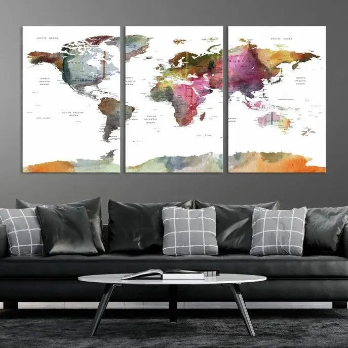 World Map Wall Art Canvas Print 