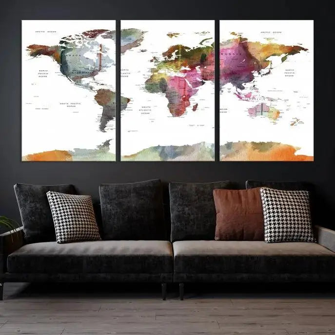 World Map Wall Art Canvas Print 