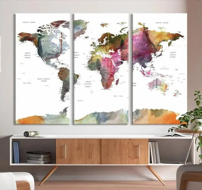 World Map Wall Art Canvas Print 