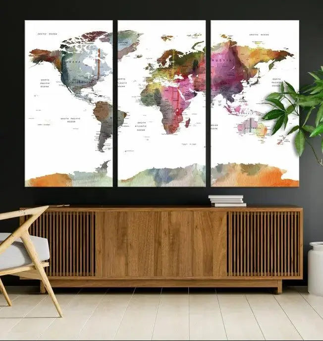 World Map Wall Art Canvas Print 