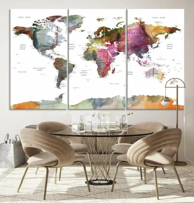 World Map Wall Art Canvas Print 