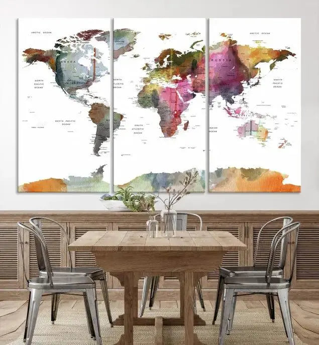 World Map Wall Art Canvas Print 