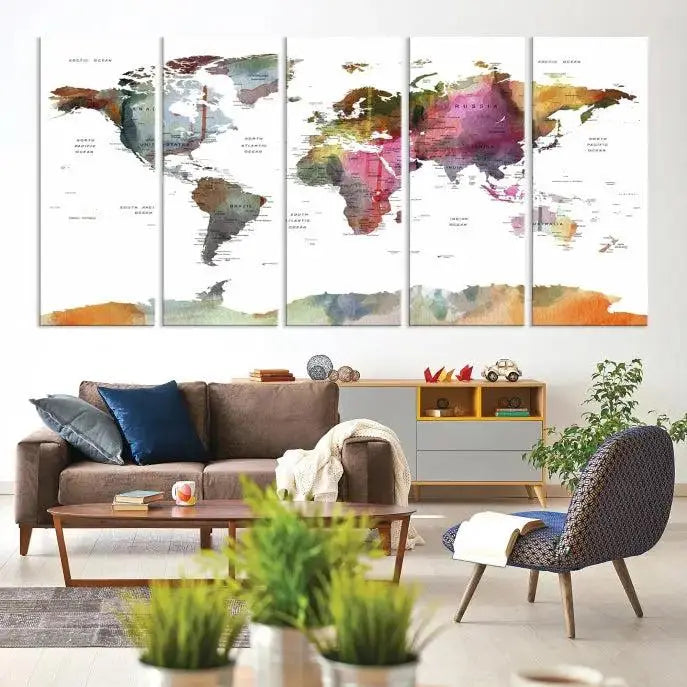 World Map Wall Art Canvas Print 