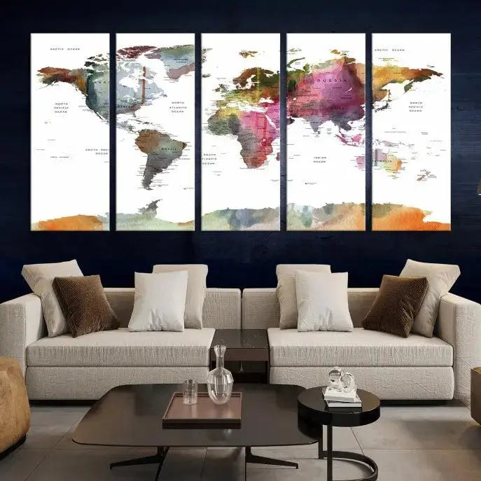 World Map Wall Art Canvas Print 