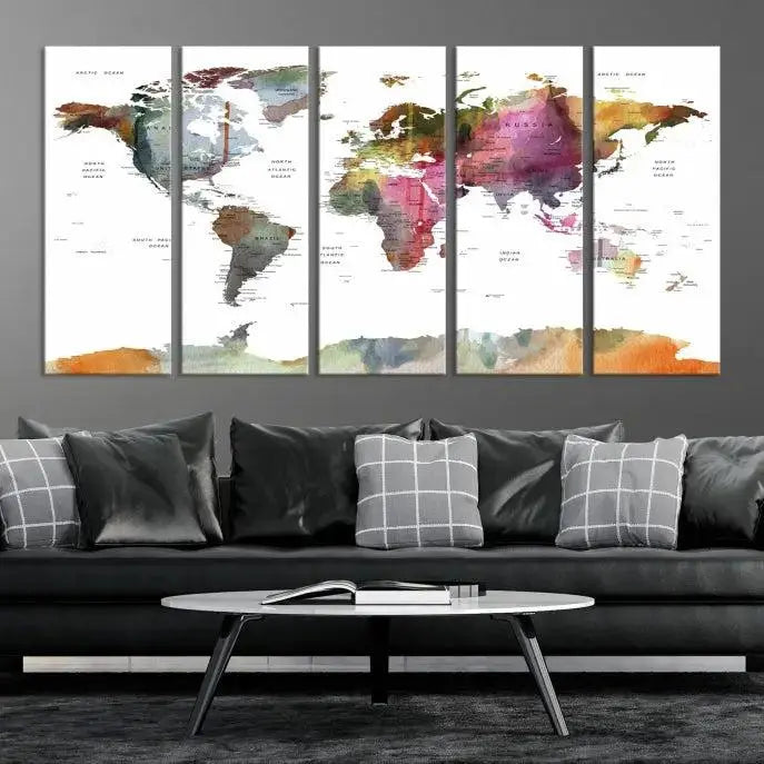 World Map Wall Art Canvas Print 