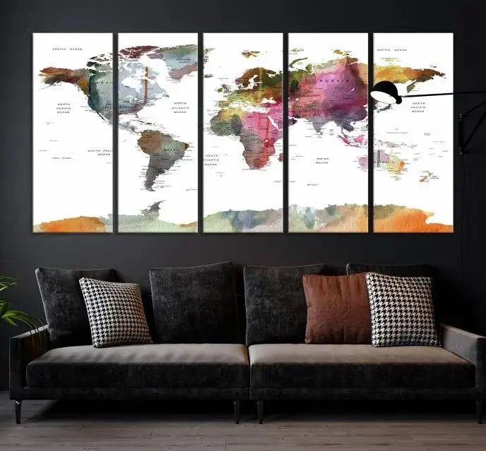 World Map Wall Art Canvas Print 