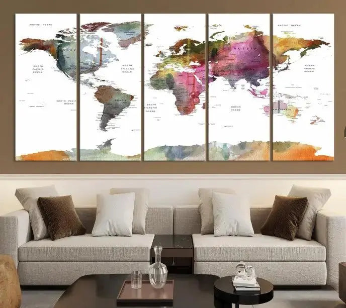 World Map Wall Art Canvas Print 