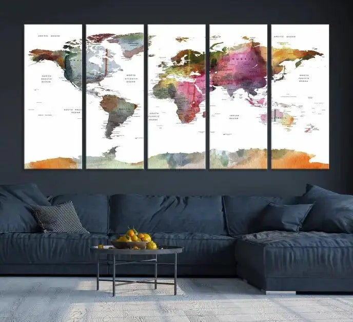 World Map Wall Art Canvas Print 