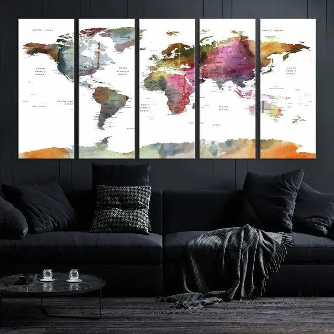 World Map Wall Art Canvas Print 