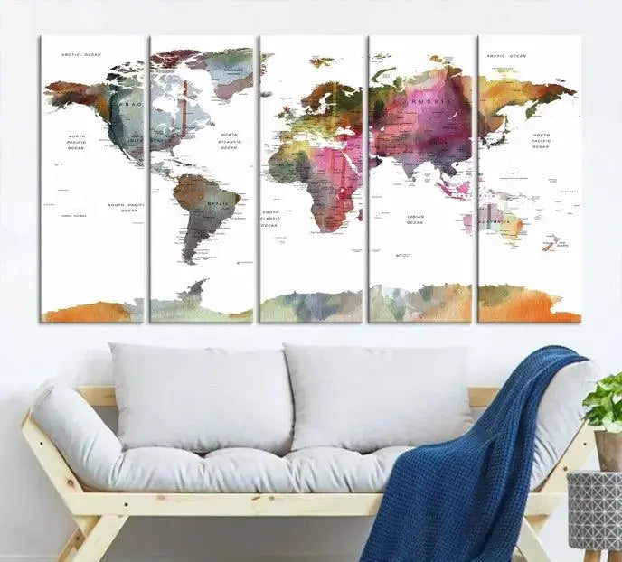 World Map Wall Art Canvas Print 