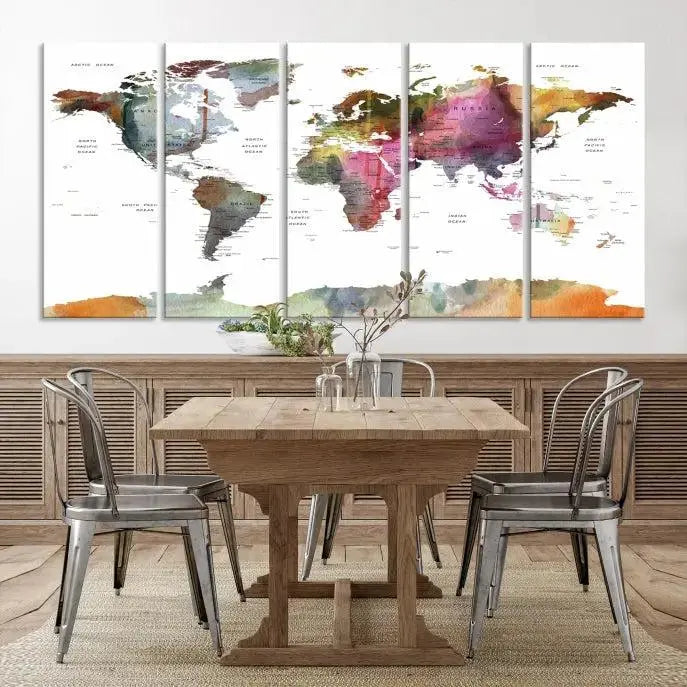 World Map Wall Art Canvas Print 