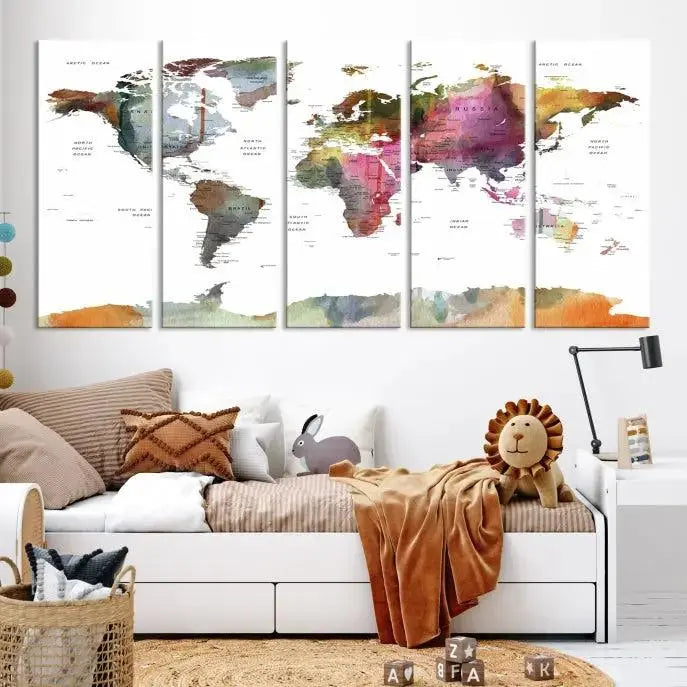 World Map Wall Art Canvas Print 