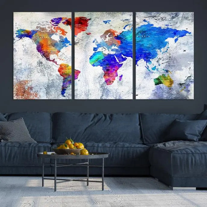 World Map Wall Art Canvas Print 