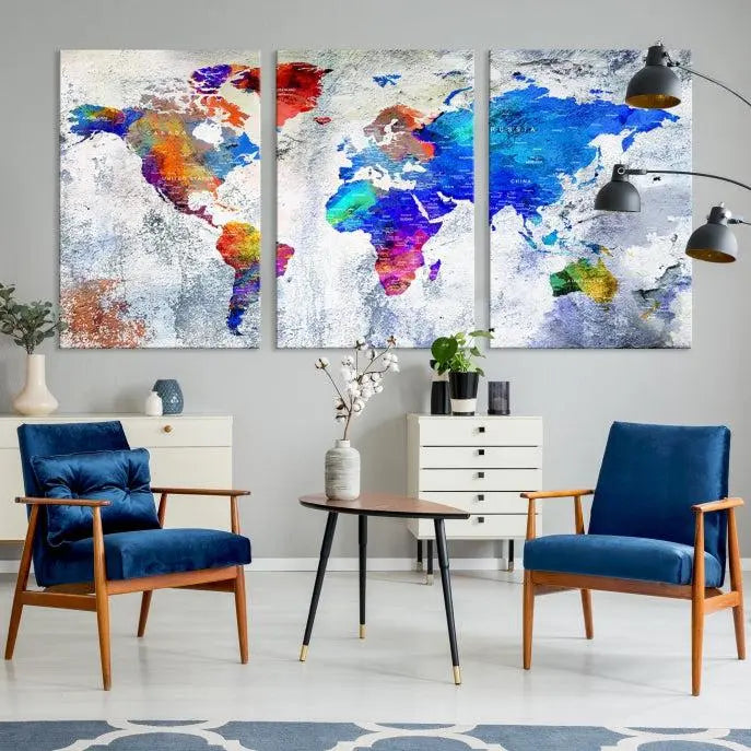 World Map Wall Art Canvas Print 