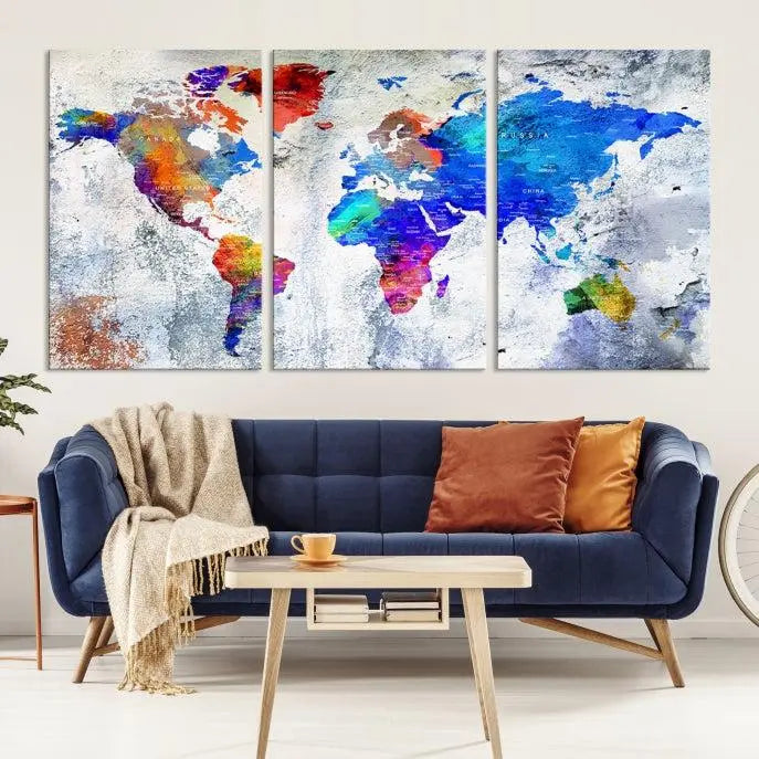 World Map Wall Art Canvas Print 