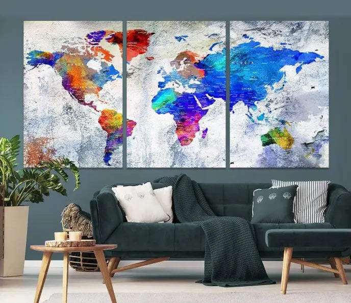 World Map Wall Art Canvas Print 