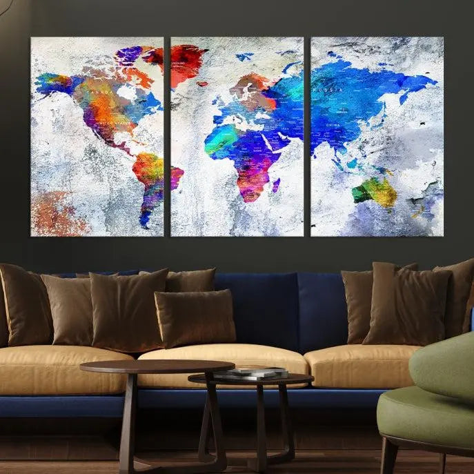 World Map Wall Art Canvas Print 