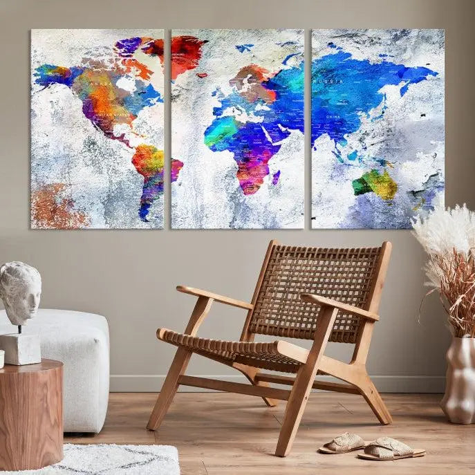 World Map Wall Art Canvas Print 